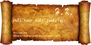 Héber Kálmán névjegykártya